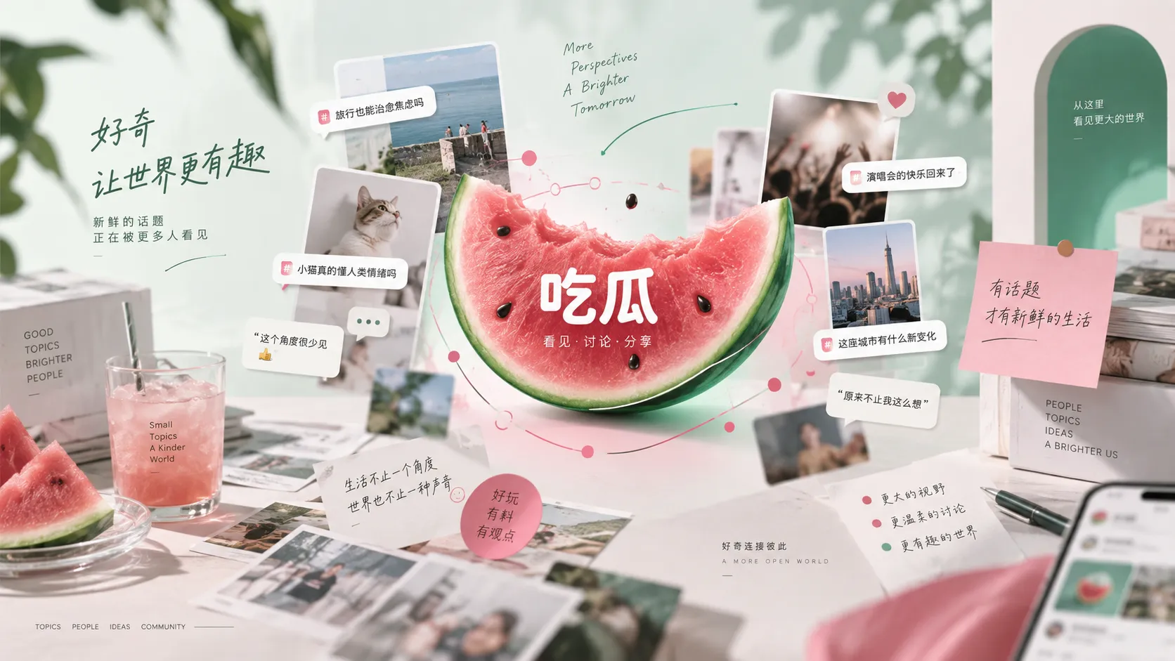 网络热点与吃瓜内容综合浏览画面